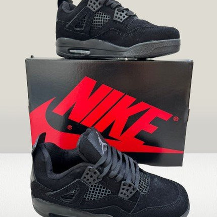 Studio view of Jordan 4 Black Shoes