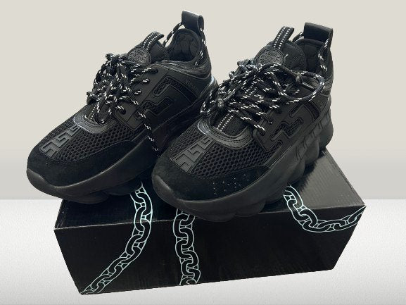 Versace Chain Reaction Black Shoes full box